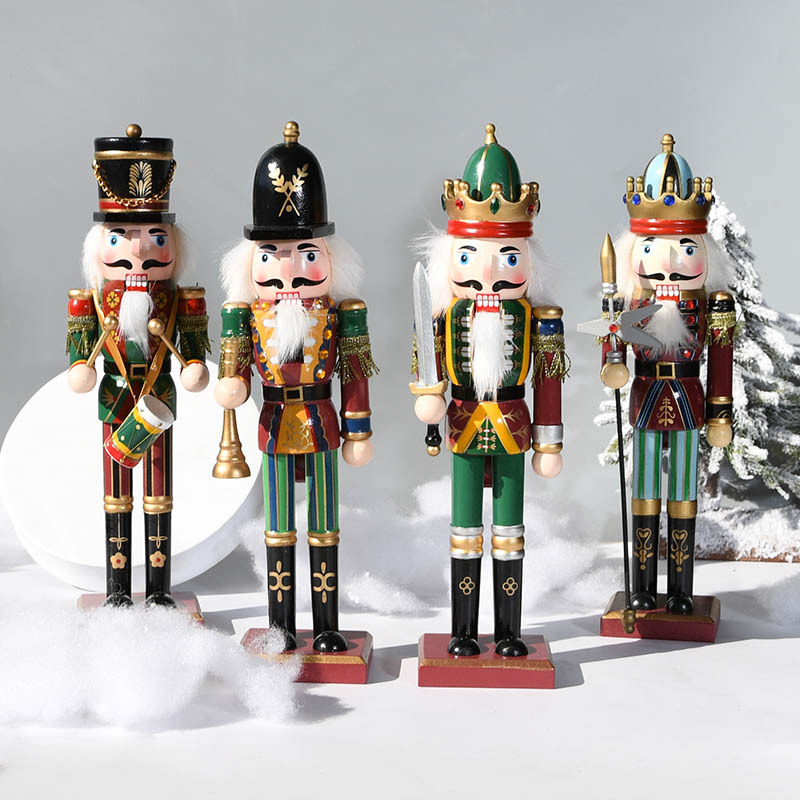Nutcracker Figurine - ตุ๊กตาไม้ทหารนัทแครกเกอร์ขนาด 30 ซม. ของตกแต่งคริสต์มาสสไตล์วินเทจ งานเพ้นท์มือ ของตกแต่งบ้านช่วงเทศกาลคริสต์มาส