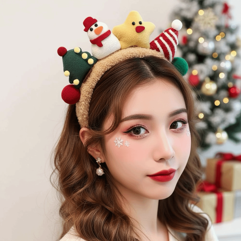 Reindeer Antlers Headband - ที่คาดผมคริสต์มาสเนื้อผ้านุ่ม สีสันสดใส ดีไซน์น้ำหนักเบา ที่คาดผมลายกวางเรนเดียร์ ผ้านุ่ม ลายเขากวางน่ารัก