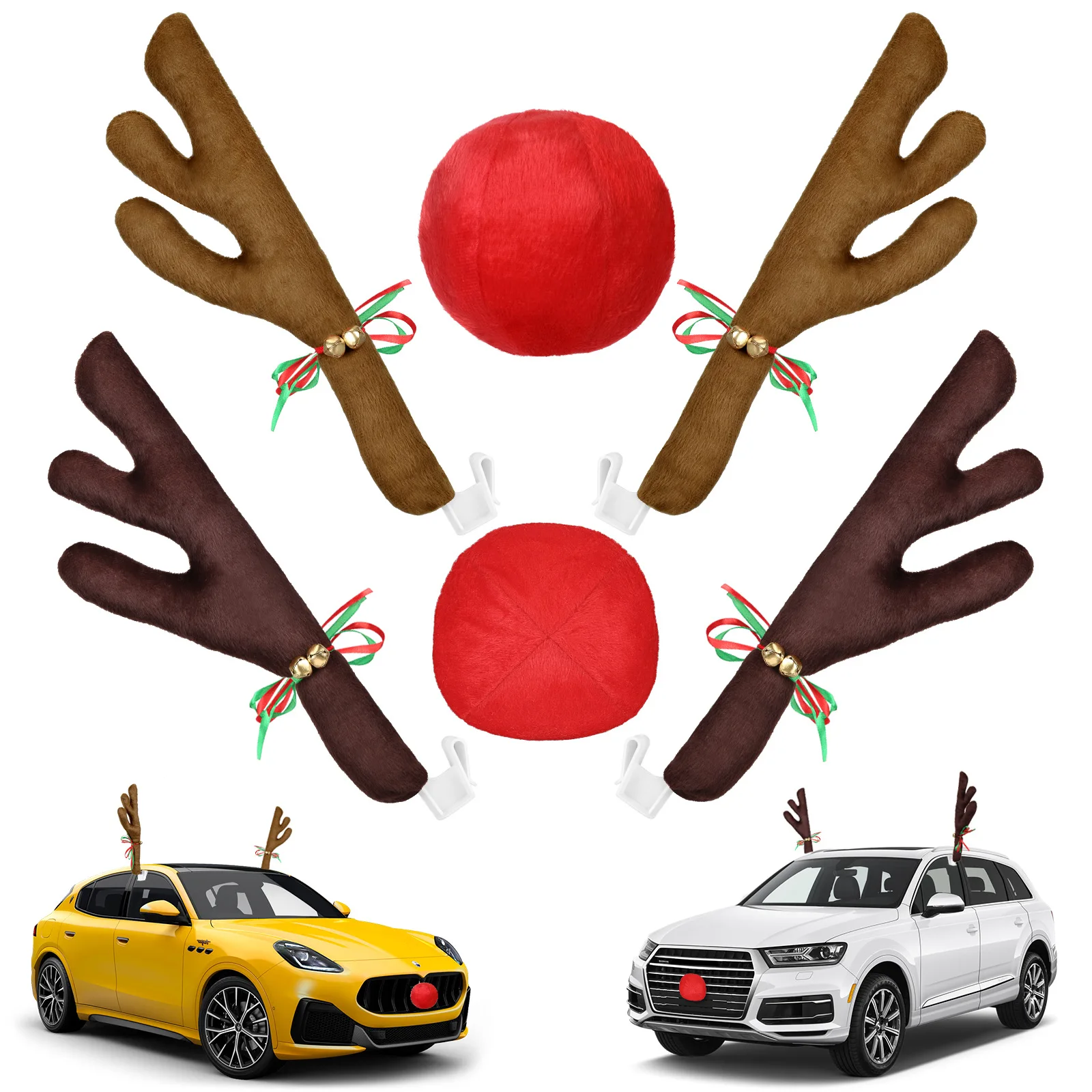 Reindeer Antlers Headband - ที่คาดผมลายเขากวางเรนเดียร์สำหรับตกแต่งรถยนต์ในช่วงคริสต์มาส อุปกรณ์ตกแต่งหน้าต่างรถยนต์ สไตล์รถยนต์สำหรับเทศกาลคริสต์มาส