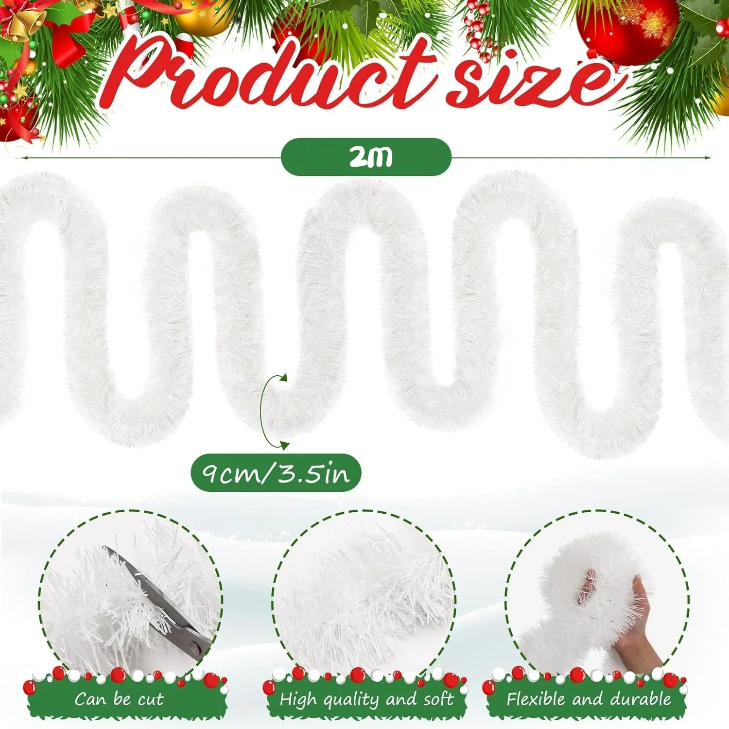 ริบบิ้นประดับคริสต์มาส 1 ชิ้น  - Tinsel Garland Decoration บทวิจารณ์และราคา