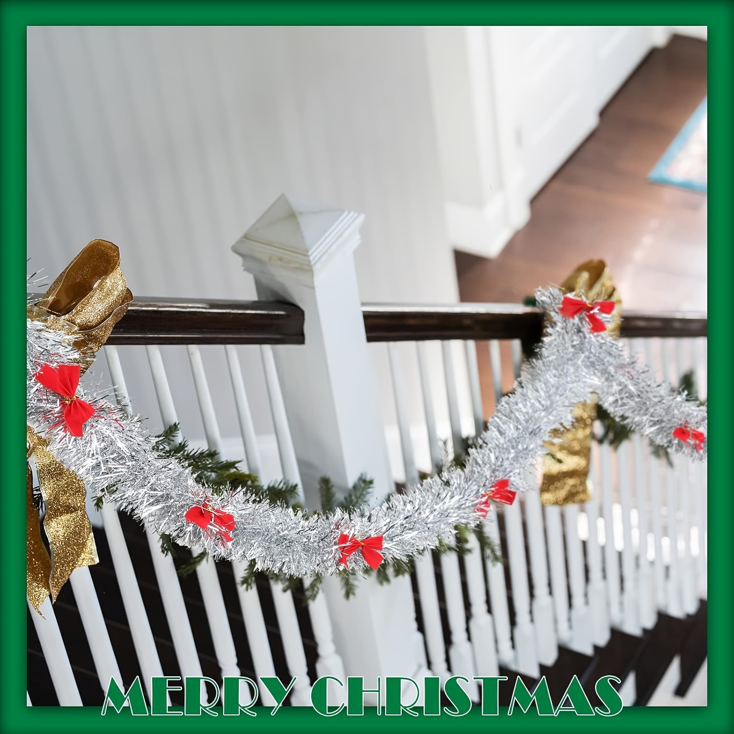 พวงมาลัยคริสต์มาสประดับด้วยโบว - Tinsel Garland Decoration บทวิจารณ์และราคา