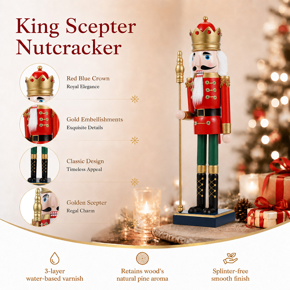 ไม้คทาทหารไม้ขนาด 50 ซม. ตุ๊กต - Nutcracker Figurine บทวิจารณ์และราคา
