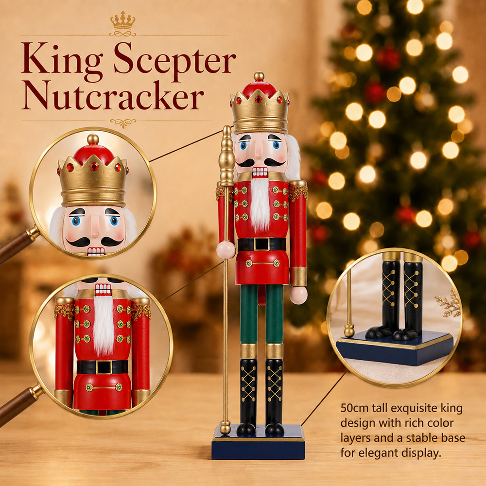 ไม้คทาทหารไม้ขนาด 50 ซม. ตุ๊กต - Nutcracker Figurine บทวิจารณ์และราคา