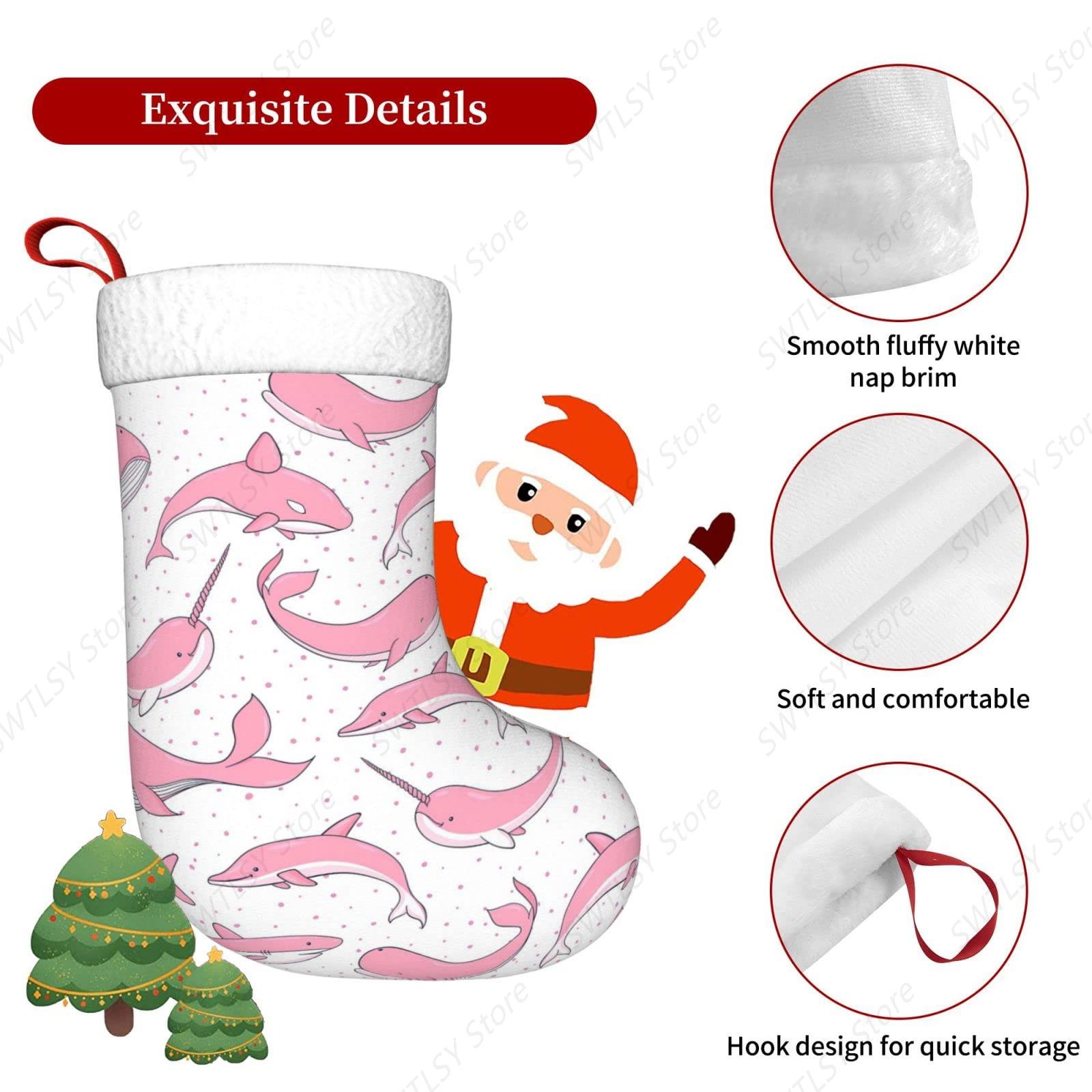 ถุงเท้าคริสต์มาสลายปลาวาฬสีชมพ - Christmas Stocking Hanging บทวิจารณ์และราคา