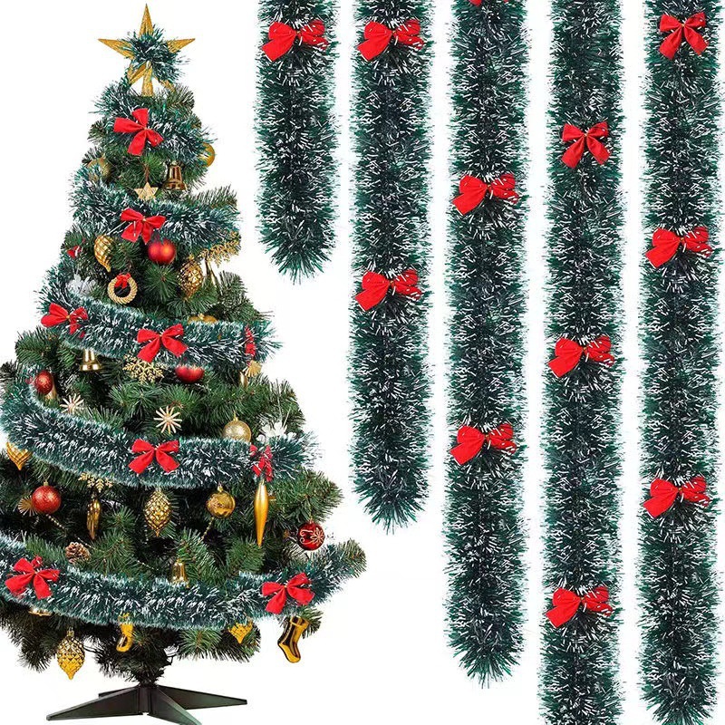 พวงมาลัยคริสต์มาสเทียมพร้อมโบว - Tinsel Garland Decoration บทวิจารณ์และราคา