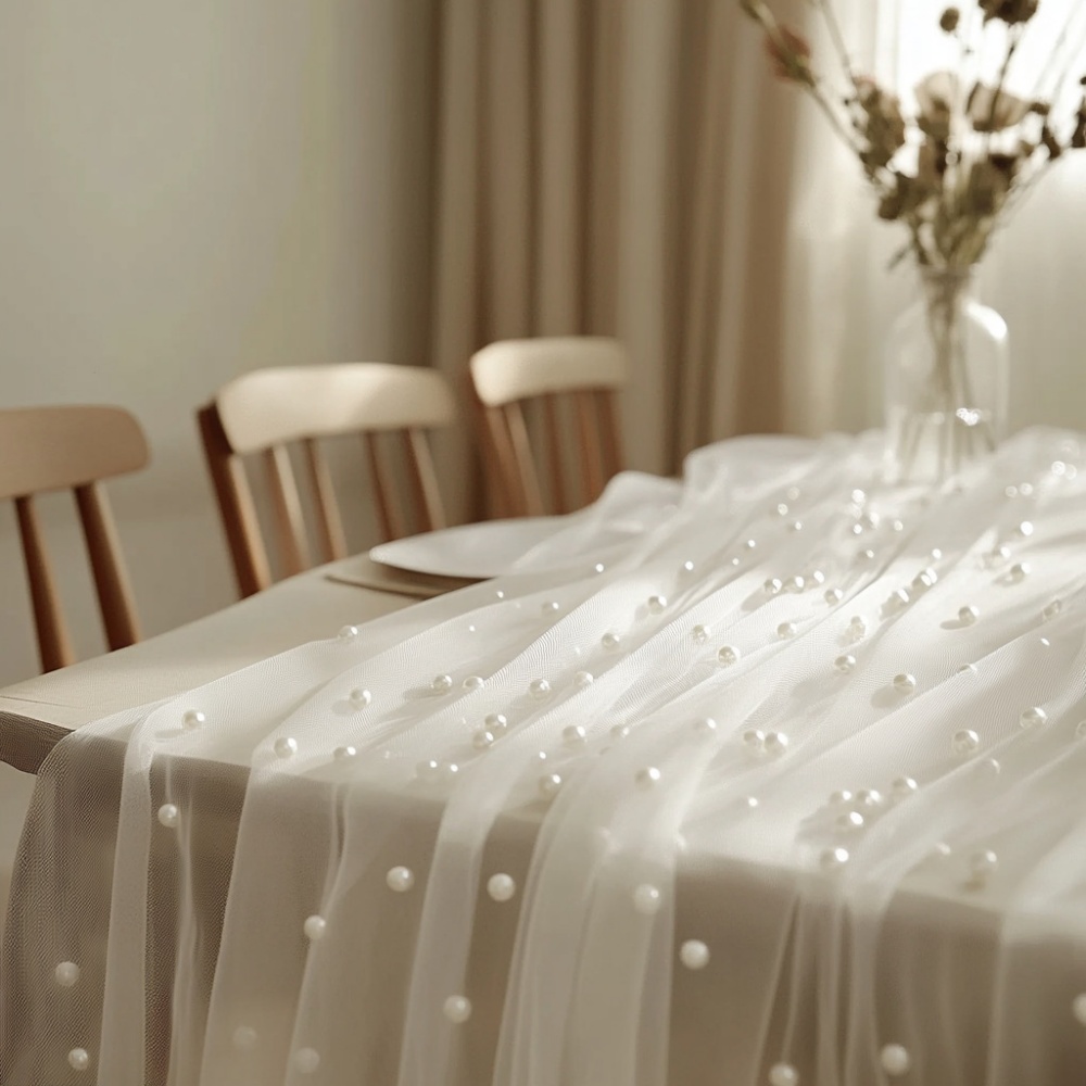 ผ้าปูโต๊ะชีฟองมุก ขนาด 80x300  - Christmas Table Runner บทวิจารณ์และราคา