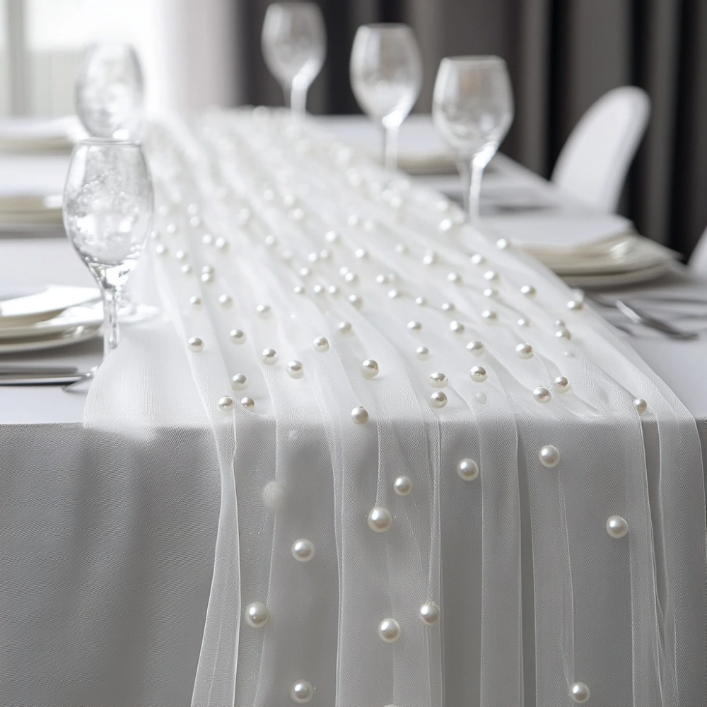 ผ้าปูโต๊ะชีฟองมุก ขนาด 80x300  - Christmas Table Runner บทวิจารณ์และราคา
